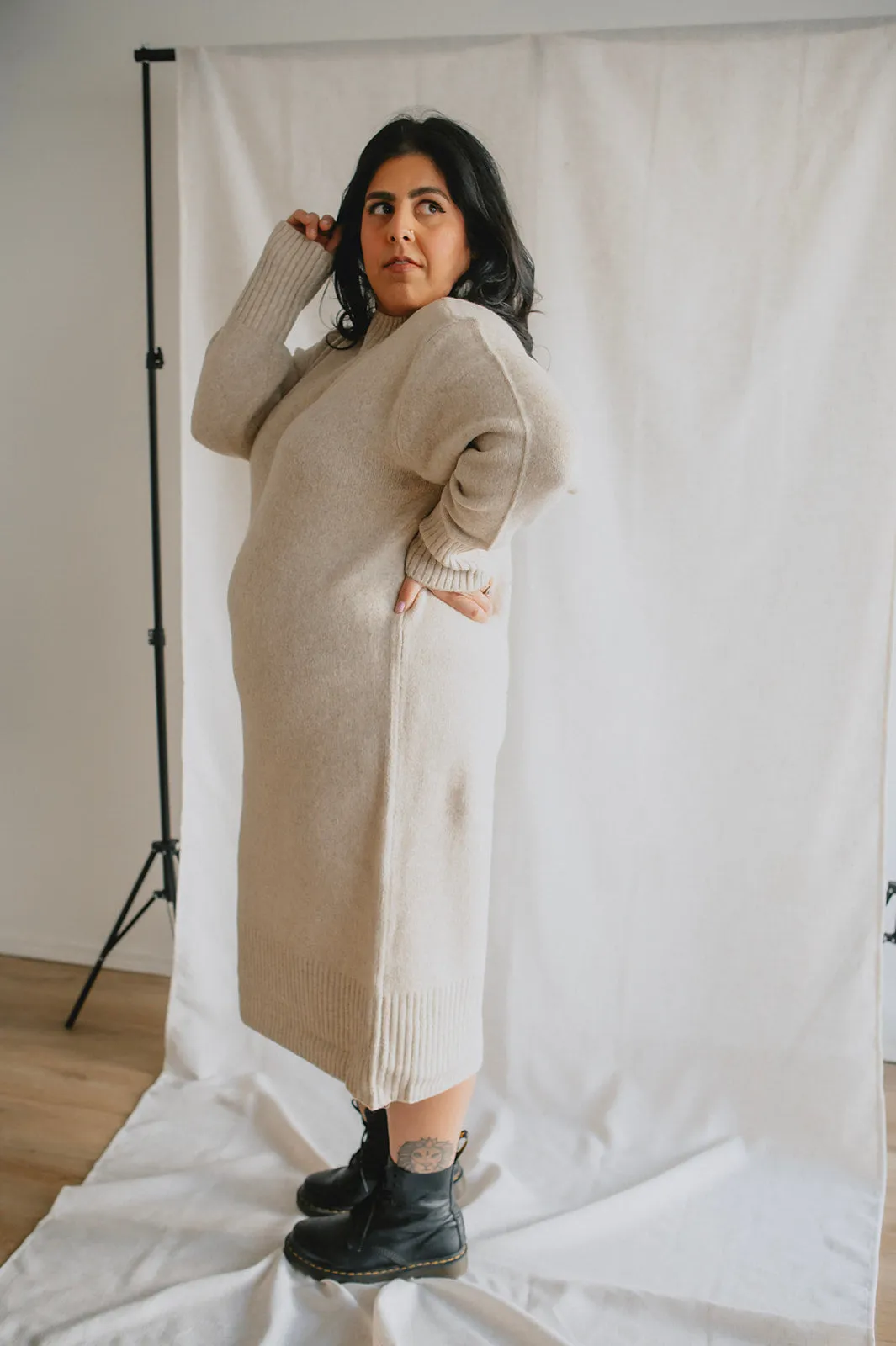 The Allegra Knit Sweater Dress - PLUS