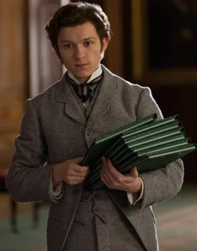 The Current War Tom Holland Grey Coat - Samuel Insull Wool Blend Coat