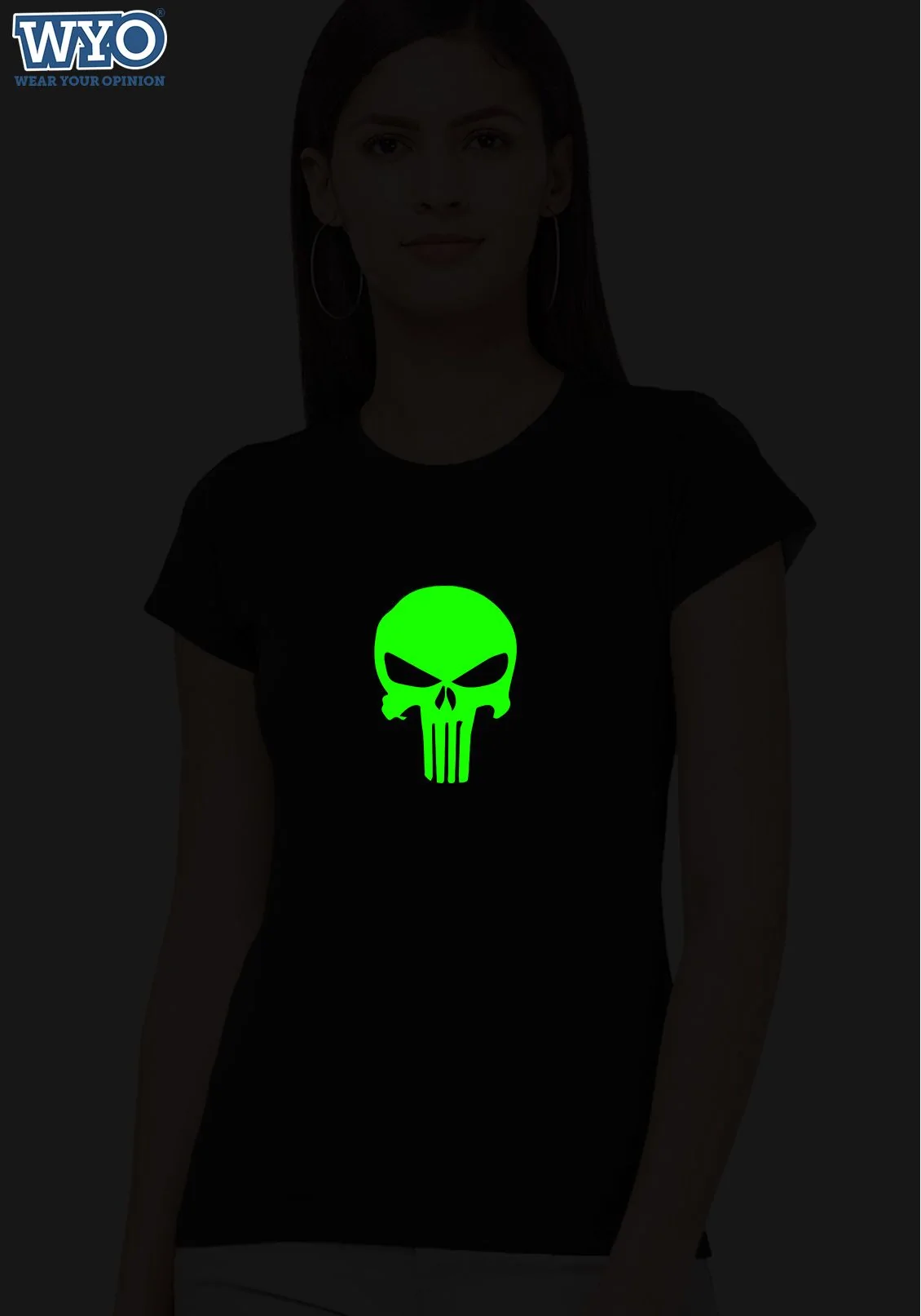 The Punisher Logo Glow In Dark Women Tshirt