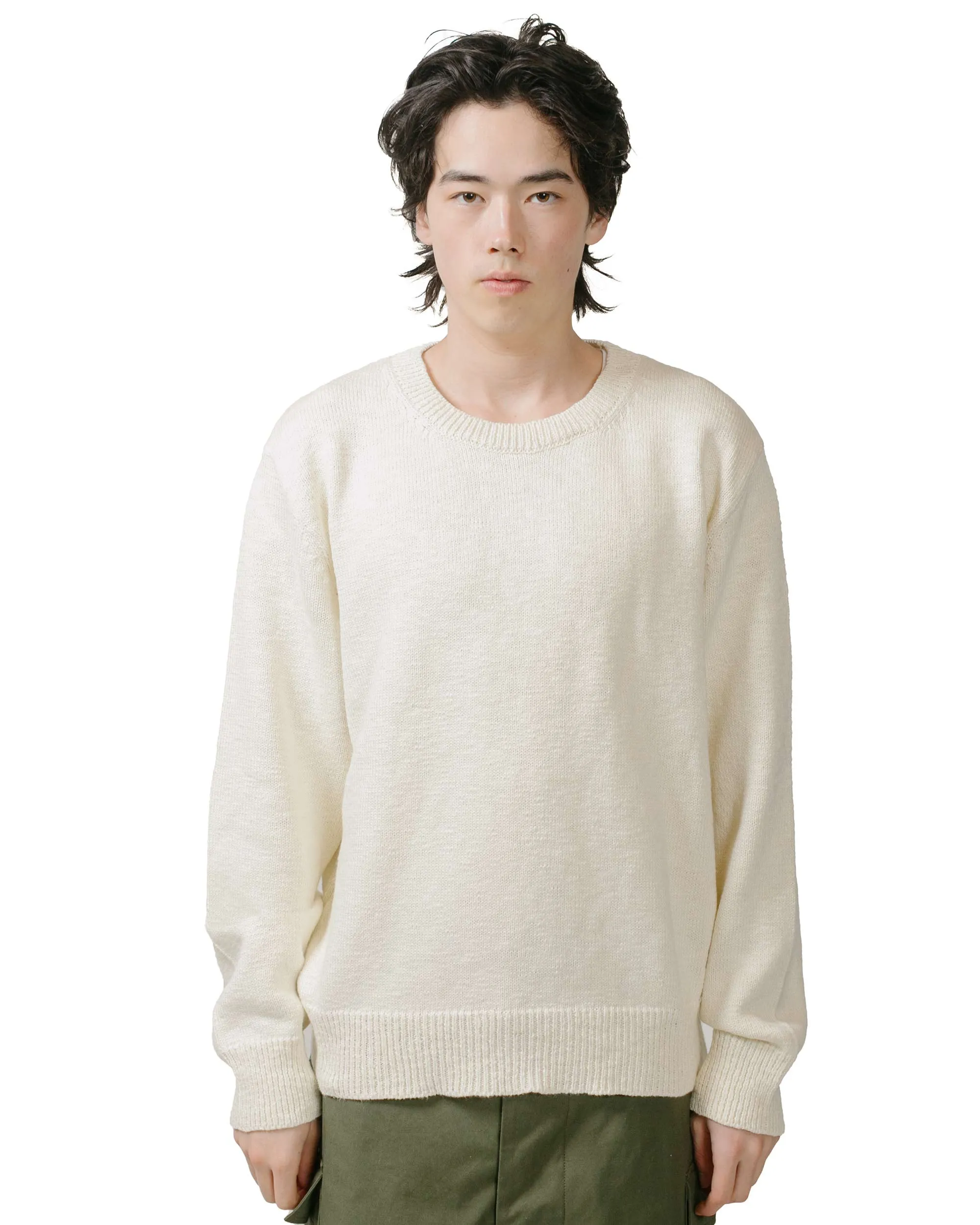 The Real McCoy's MC23014 Cotton Crewneck Sweater Ecru