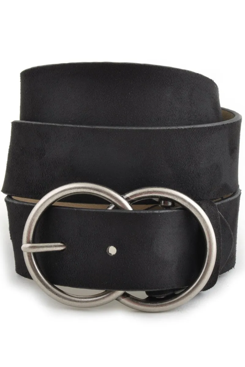 Vegan Suede Double Ring Belt