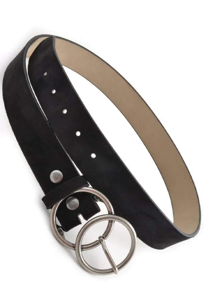 Vegan Suede Double Ring Belt