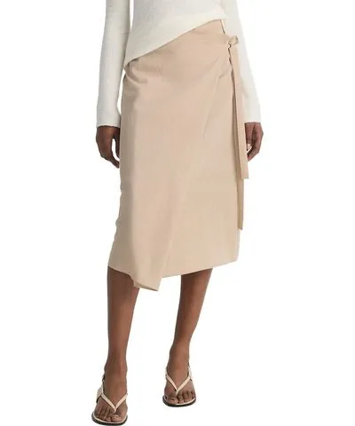 Vince Asymmetric Wrap Wool-Blend Straight Skirt