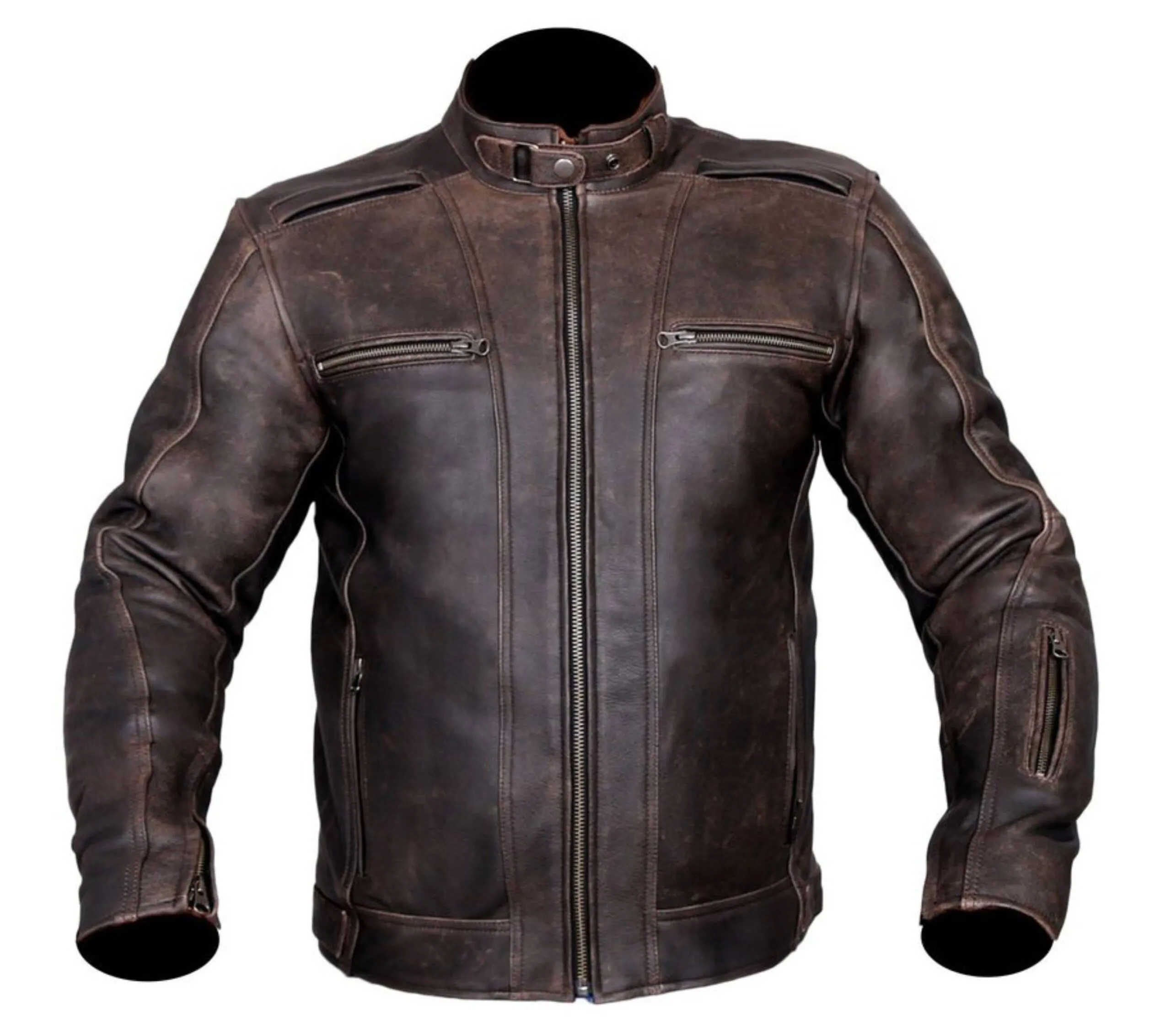 Vintage brown leather motorcycle jacket