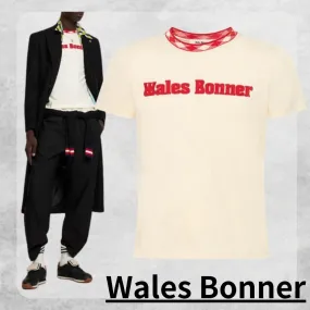 WALES BONNER  |Street Style Plain Logo T-Shirts