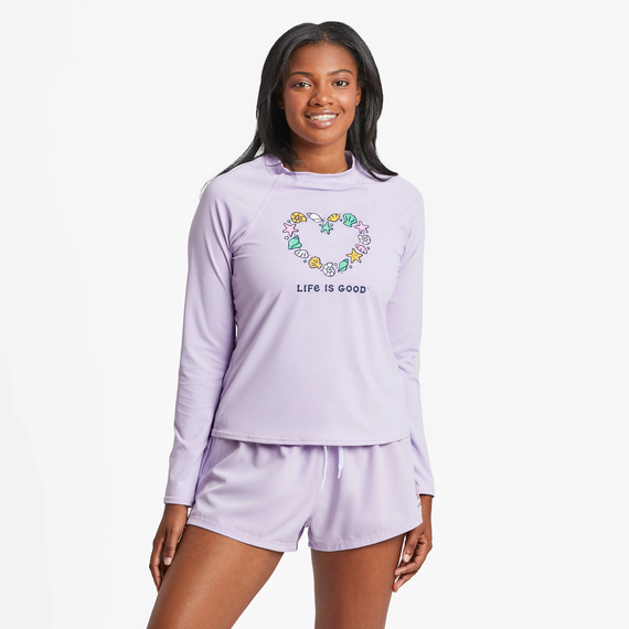 Women's Seashells Heart Long Sleeve Rashguard