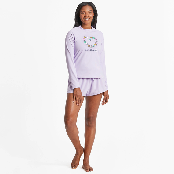 Women's Seashells Heart Long Sleeve Rashguard