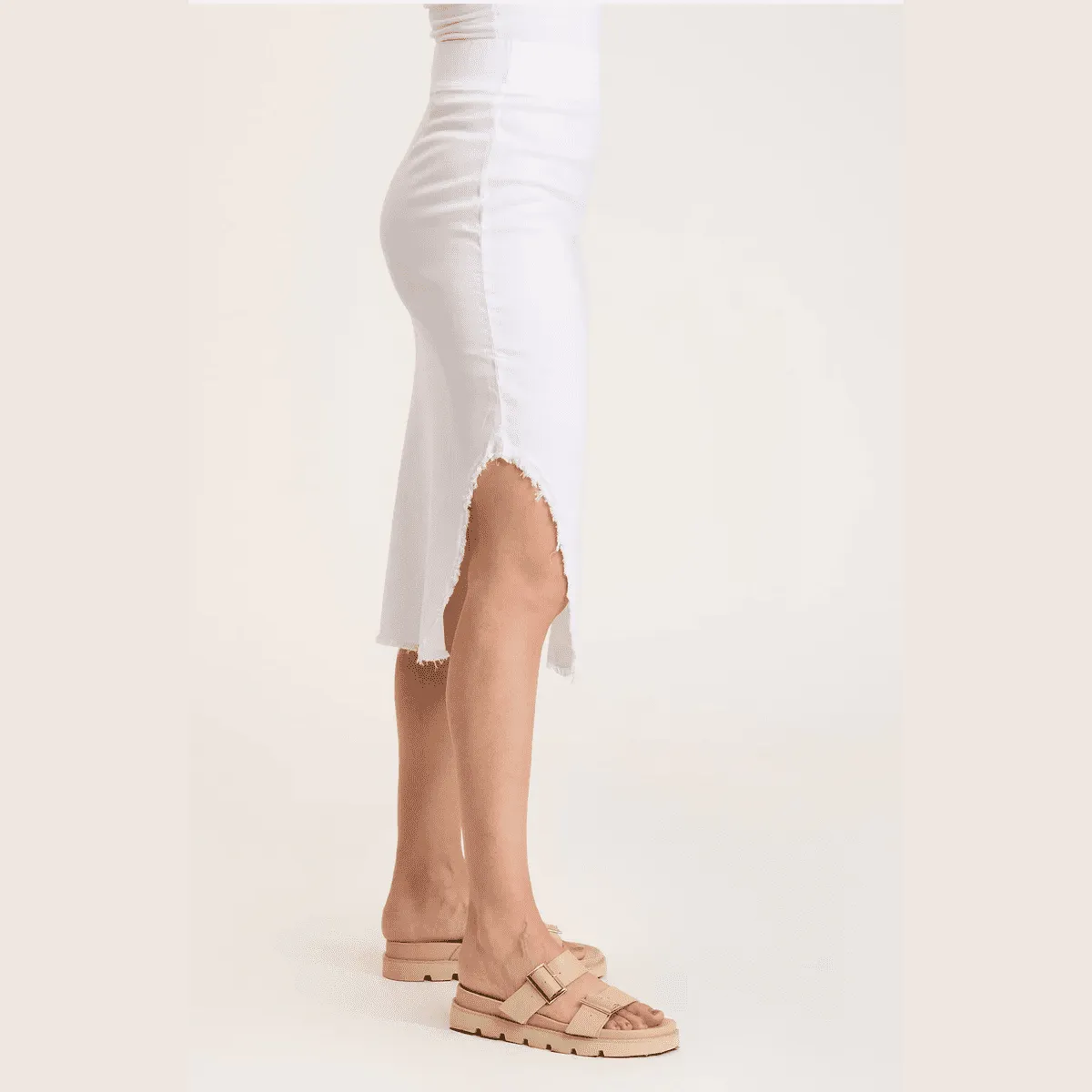 XCVI Wearables Harlowe High Side Midi Skirt in White