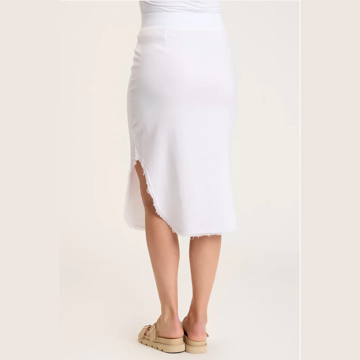 XCVI Wearables Harlowe High Side Midi Skirt in White