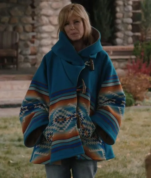 Yellowstone Beth Dutton Blue Hooded Coat | Kelly Reilly Coat | 35% OFF!