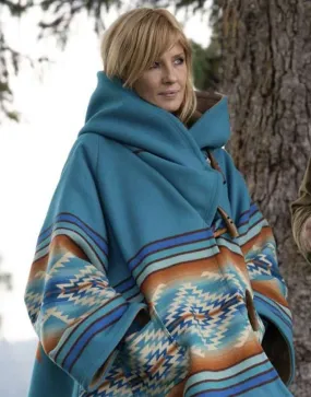 Yellowstone Beth Dutton Blue Hooded Coat | Kelly Reilly Coat | 35% OFF!