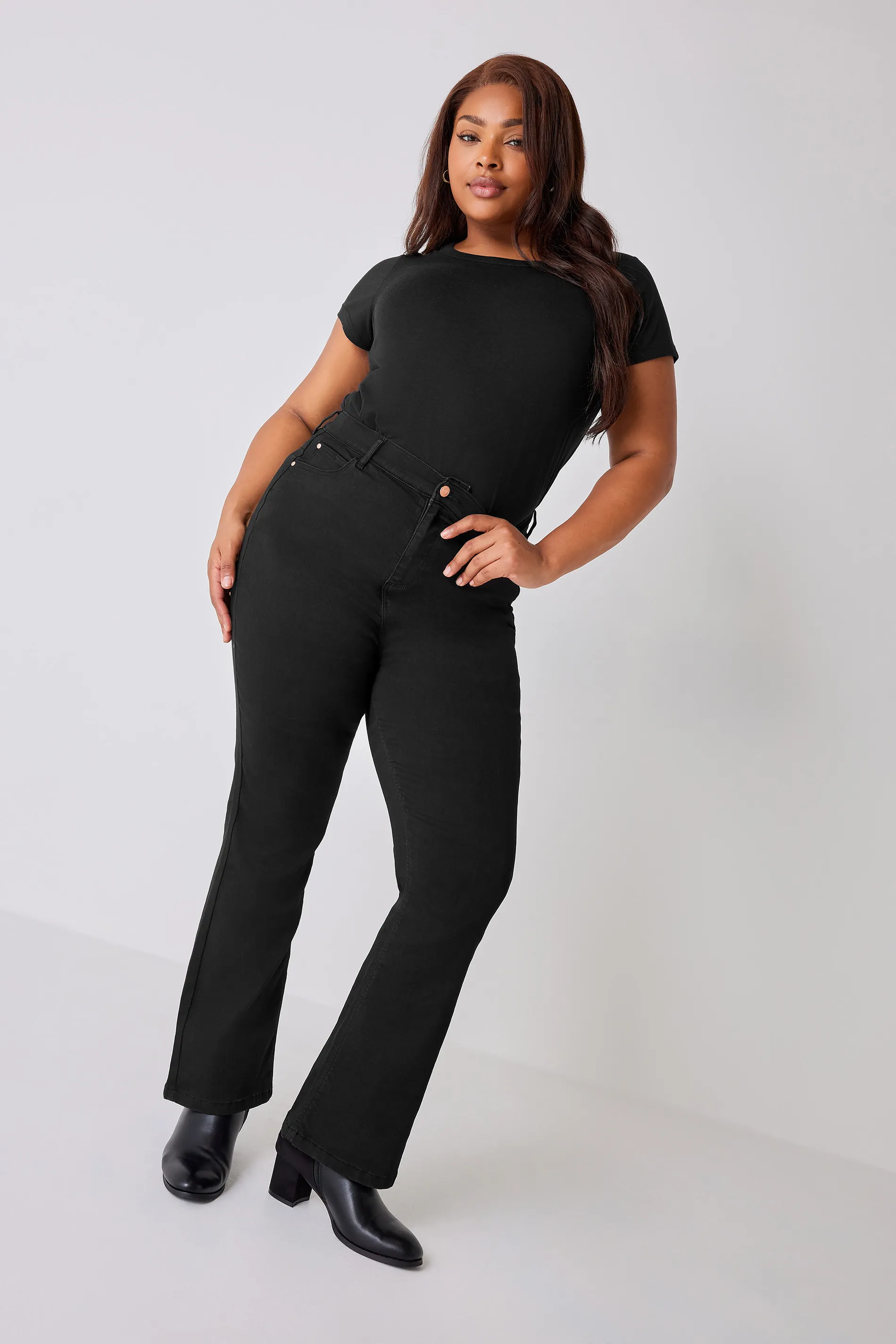 YOURS Curve Black Bootcut Stretch ISLA Jeans