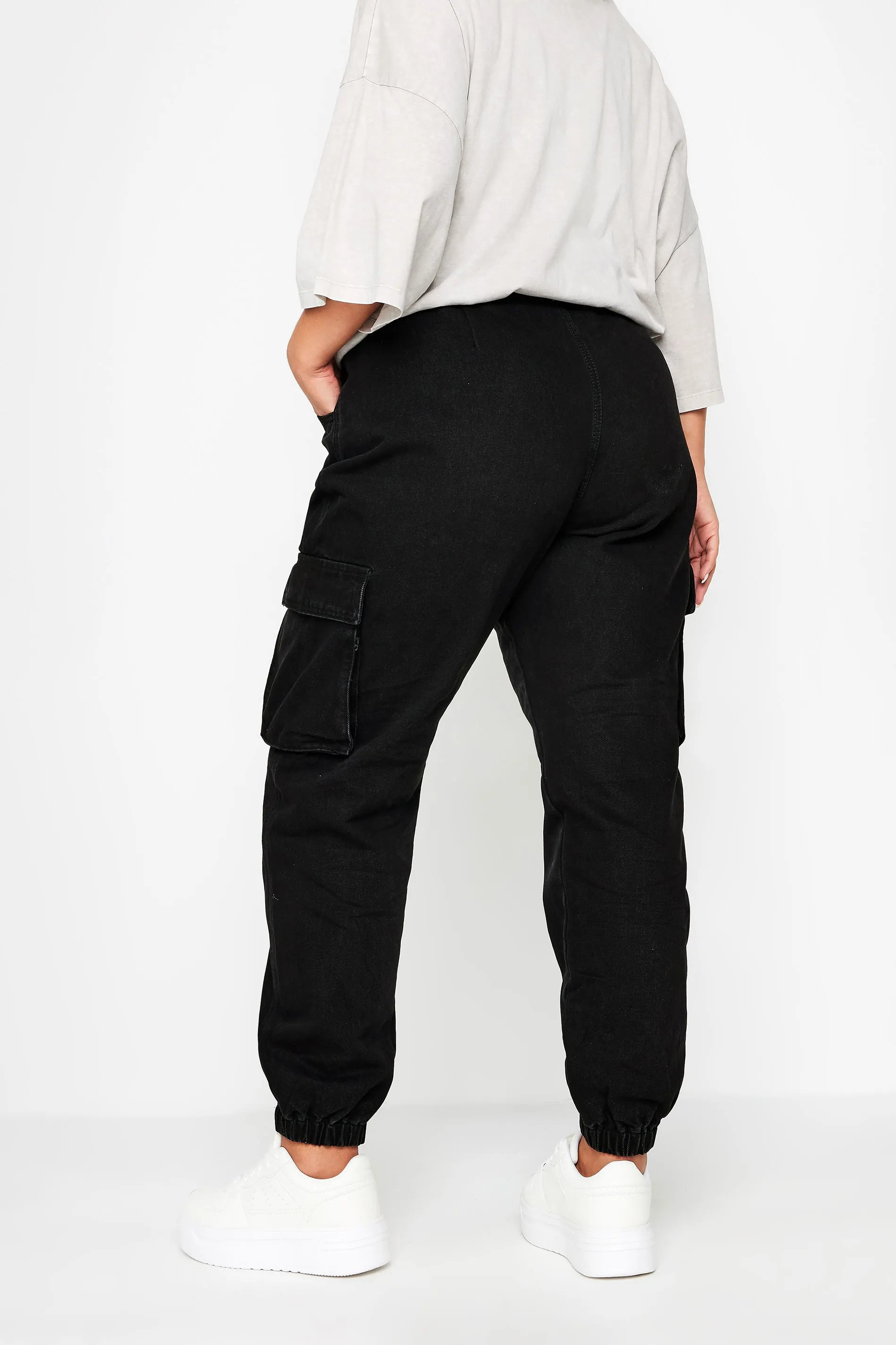 YOURS Curve Black Washed Cargo Jeans