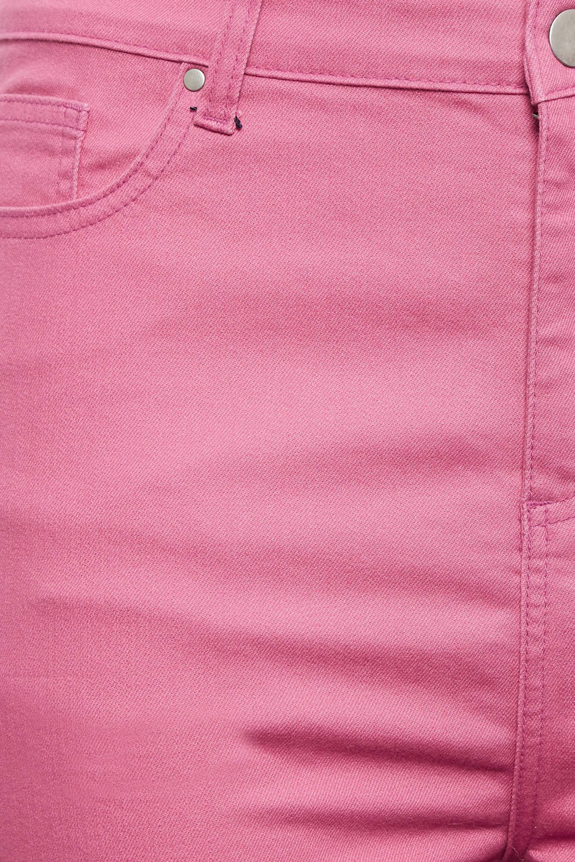 YOURS Curve Hot Pink Stretch Cropped Jeans