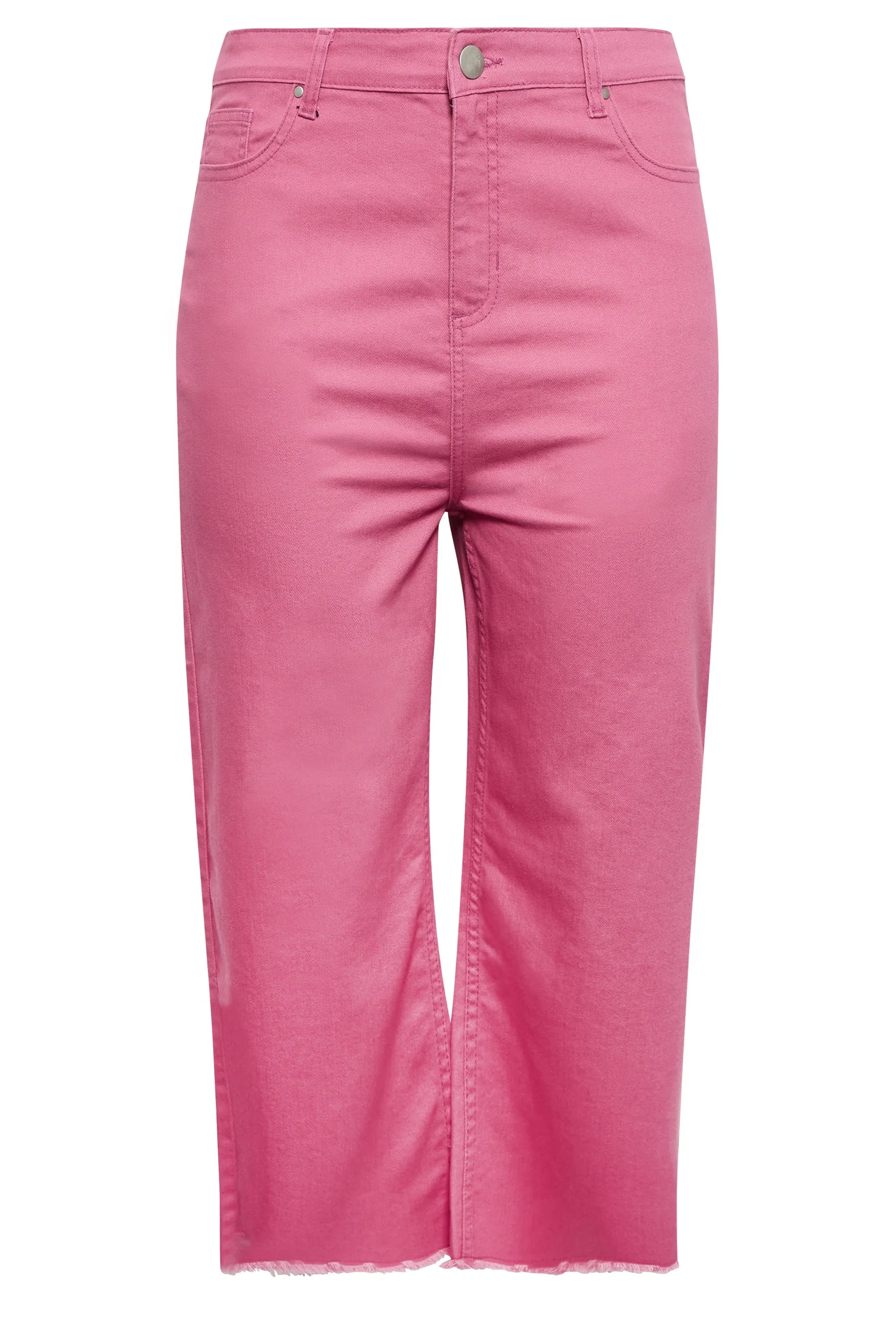 YOURS Curve Hot Pink Stretch Cropped Jeans