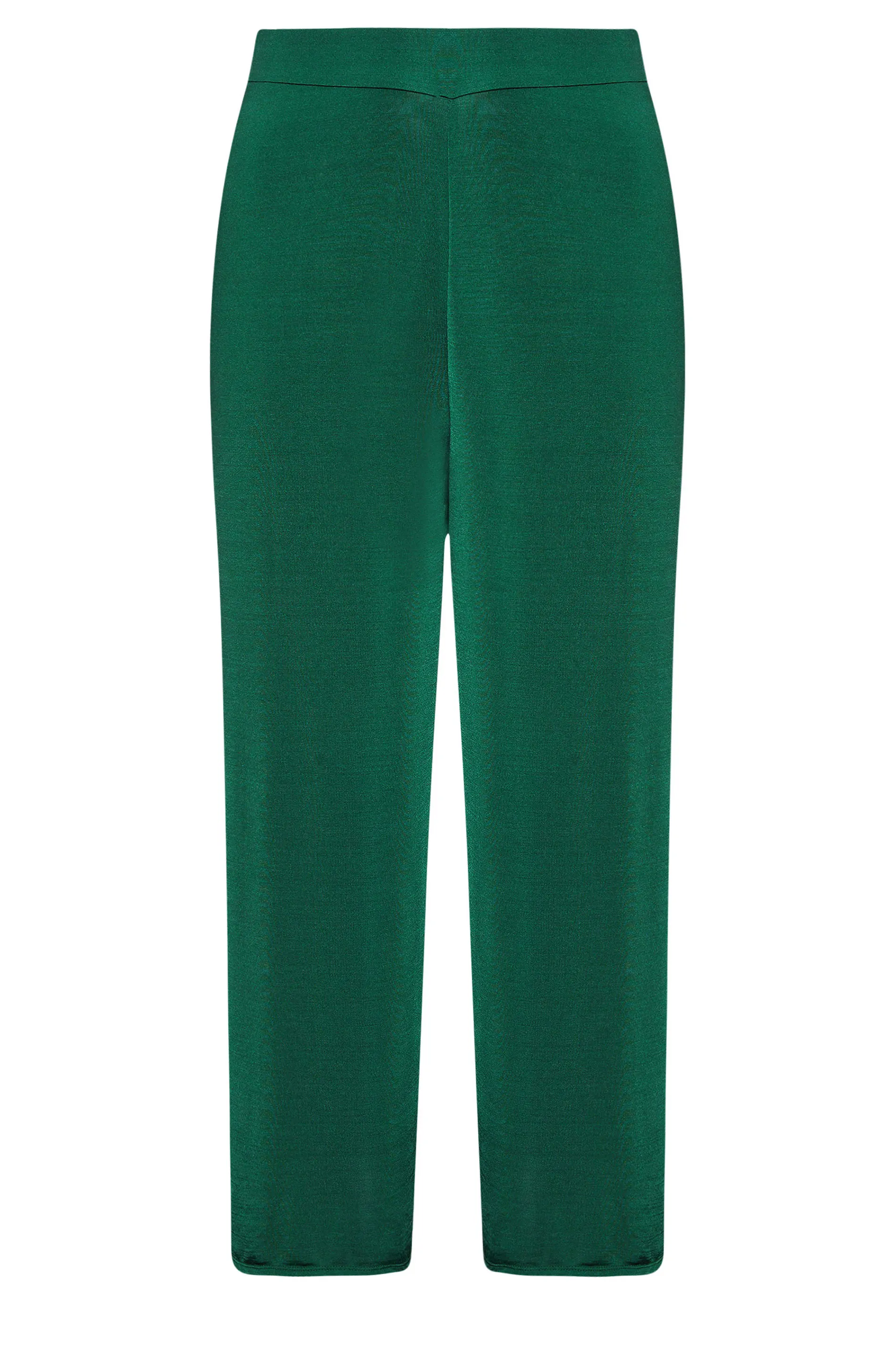 YOURS LONDON Curve Emerald Green Slinky Wide Leg Trousers