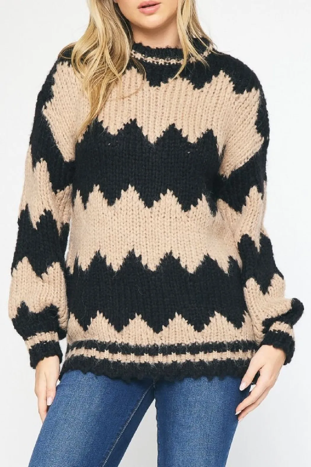 Zigzag Colorblock Sweater