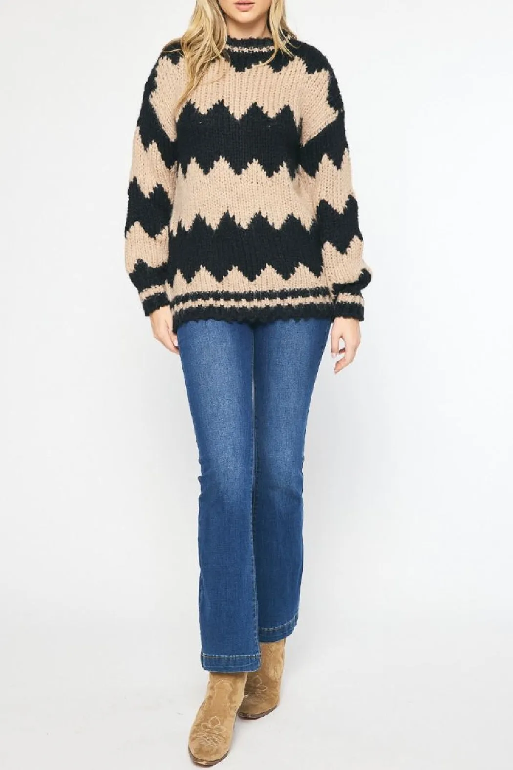 Zigzag Colorblock Sweater